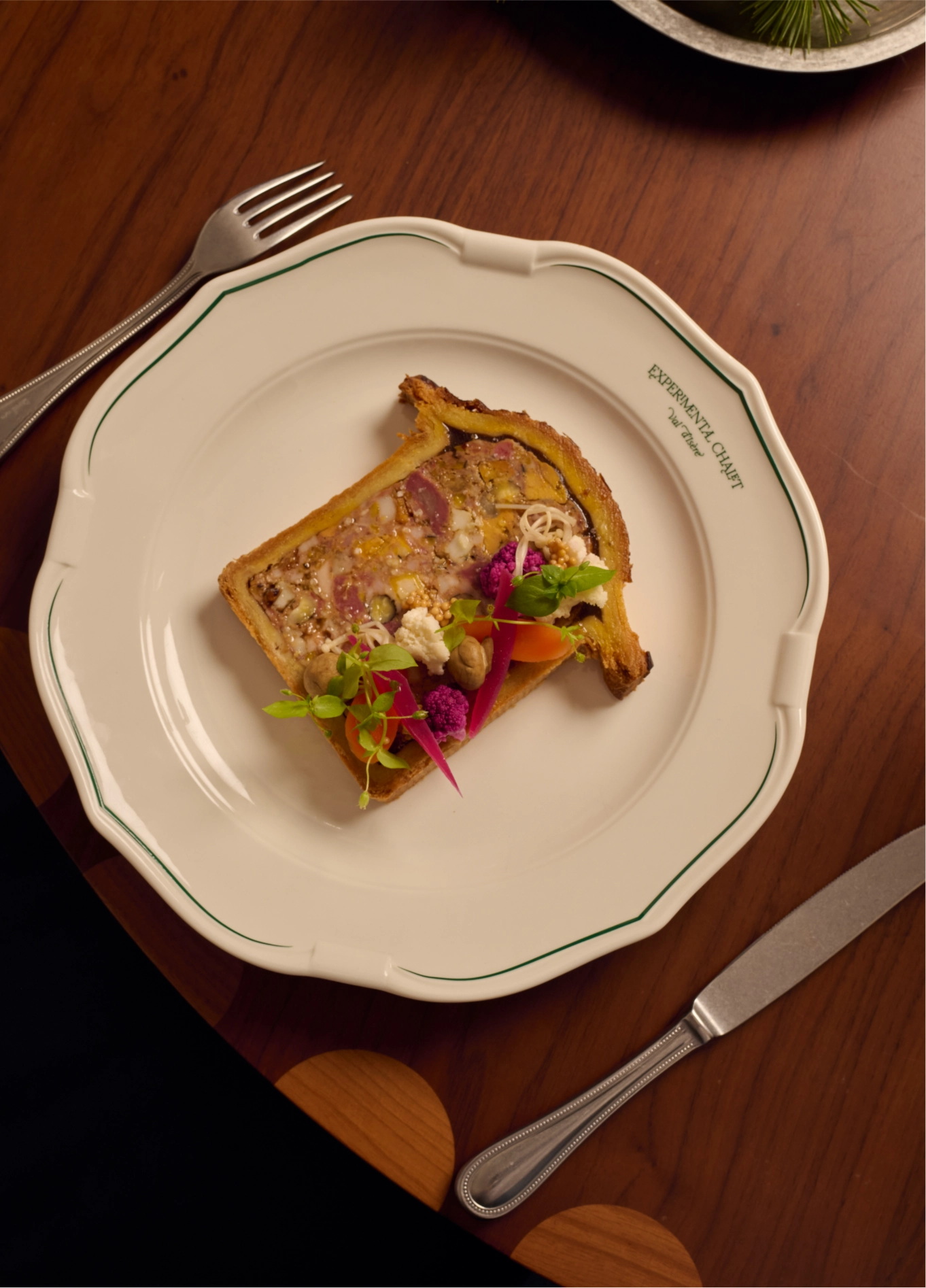 Gourmet dish served at L'Aigle d'Or upscale restaurant, Val d'Isère