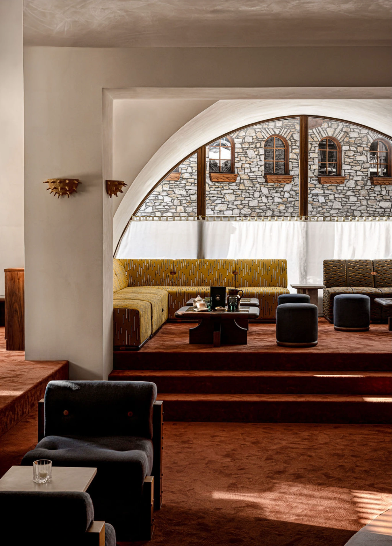 Experimental Cocktail Club bar room with vaulted ceiling, Val d'Isère