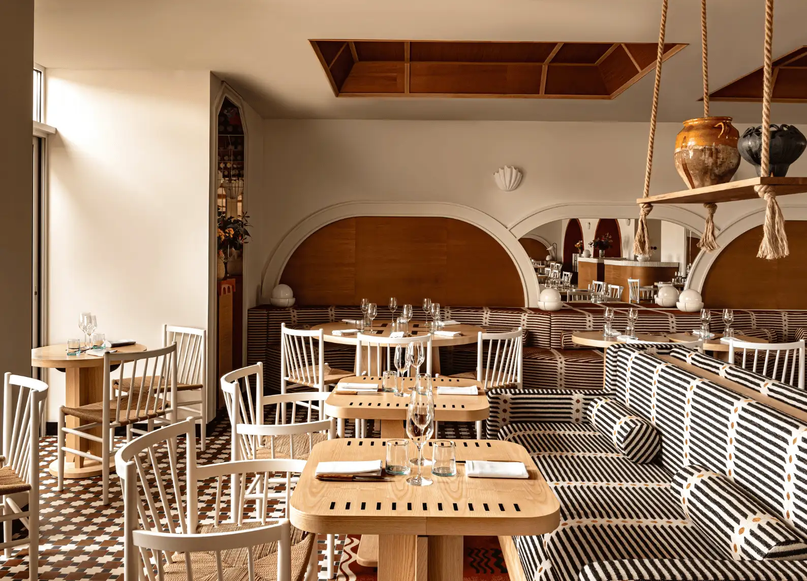 Elegant and modern restaurant dining area at Experimental Group